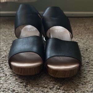 Dansko Black Mules Comfortable Clogs with Silver Buckle